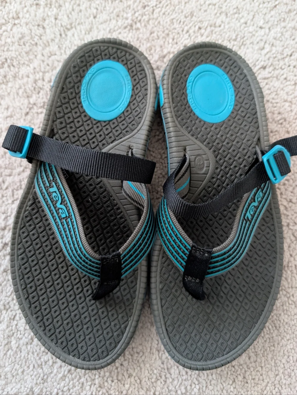 Teva Bomber Flip Flops Women's Size 8 Gray Blue Slip On Thong Slides Sandals - Picture 6 of 12